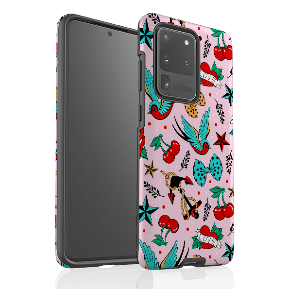 Samsung phone case-Love Case By Suzy Taylor-Product Details Raised bevel to protect screen from scratches. Impact resistant polycarbonate shell and shock absorbing inner TPU liner. Secure fit with design wrapping around side of the case and full access to ports. Compatible with Qi-standard wireless charging. Thickness 1/8 inch (3mm), weight 30g. Compatibility See drop down menu for options, please select the right case as we print to order.-Stringberry