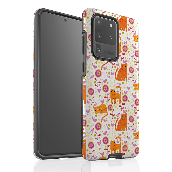 Samsung phone case-Marmalade Cat By Suzy Taylor-Product Details Raised bevel to protect screen from scratches. Impact resistant polycarbonate shell and shock absorbing inner TPU liner. Secure fit with design wrapping around side of the case and full access to ports. Compatible with Qi-standard wireless charging. Thickness 1/8 inch (3mm), weight 30g. Compatibility See drop down menu for options, please select the right case as we print to order.-Stringberry
