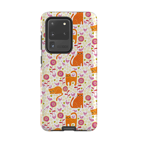 Samsung phone case-Marmalade Cat By Suzy Taylor-Product Details Raised bevel to protect screen from scratches. Impact resistant polycarbonate shell and shock absorbing inner TPU liner. Secure fit with design wrapping around side of the case and full access to ports. Compatible with Qi-standard wireless charging. Thickness 1/8 inch (3mm), weight 30g. Compatibility See drop down menu for options, please select the right case as we print to order.-Stringberry