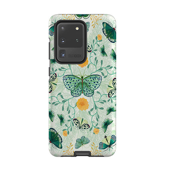 Samsung phone case-Medium Moth 1 By Katherine Quinn-Product Details Raised bevel to protect screen from scratches. Impact resistant polycarbonate shell and shock absorbing inner TPU liner. Secure fit with design wrapping around side of the case and full access to ports. Compatible with Qi-standard wireless charging. Thickness 1/8 inch (3mm), weight 30g. Compatibility See drop down menu for options, please select the right case as we print to order.-Stringberry