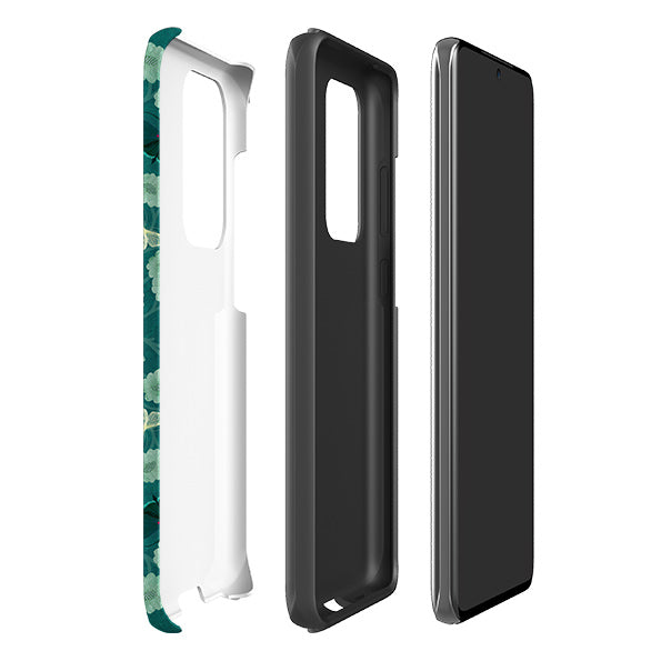 Samsung phone case-Medium Moth 2 By Katherine Quinn-Product Details Raised bevel to protect screen from scratches. Impact resistant polycarbonate shell and shock absorbing inner TPU liner. Secure fit with design wrapping around side of the case and full access to ports. Compatible with Qi-standard wireless charging. Thickness 1/8 inch (3mm), weight 30g. Compatibility See drop down menu for options, please select the right case as we print to order.-Stringberry