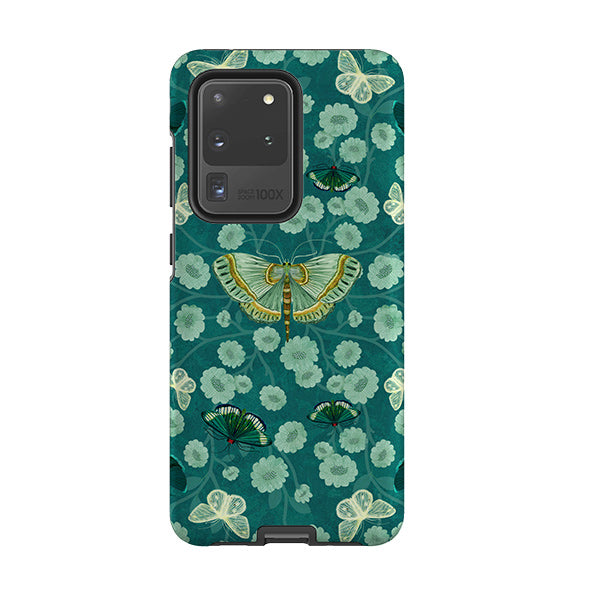 Samsung phone case-Medium Moth 2 By Katherine Quinn-Product Details Raised bevel to protect screen from scratches. Impact resistant polycarbonate shell and shock absorbing inner TPU liner. Secure fit with design wrapping around side of the case and full access to ports. Compatible with Qi-standard wireless charging. Thickness 1/8 inch (3mm), weight 30g. Compatibility See drop down menu for options, please select the right case as we print to order.-Stringberry