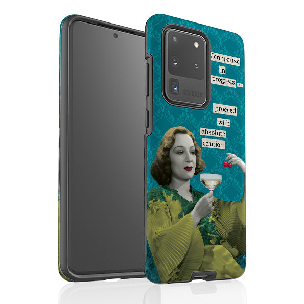 Samsung phone case-Menopause In Progress By Clare Jordan-Product Details Raised bevel to protect screen from scratches. Impact resistant polycarbonate shell and shock absorbing inner TPU liner. Secure fit with design wrapping around side of the case and full access to ports. Compatible with Qi-standard wireless charging. Thickness 1/8 inch (3mm), weight 30g. Compatibility See drop down menu for options, please select the right case as we print to order.-Stringberry