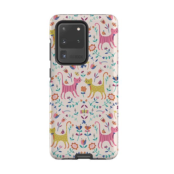 Samsung phone case-Meow By Ali Brookes-Product Details Raised bevel to protect screen from scratches. Impact resistant polycarbonate shell and shock absorbing inner TPU liner. Secure fit with design wrapping around side of the case and full access to ports. Compatible with Qi-standard wireless charging. Thickness 1/8 inch (3mm), weight 30g. Compatibility See drop down menu for options, please select the right case as we print to order.-Stringberry