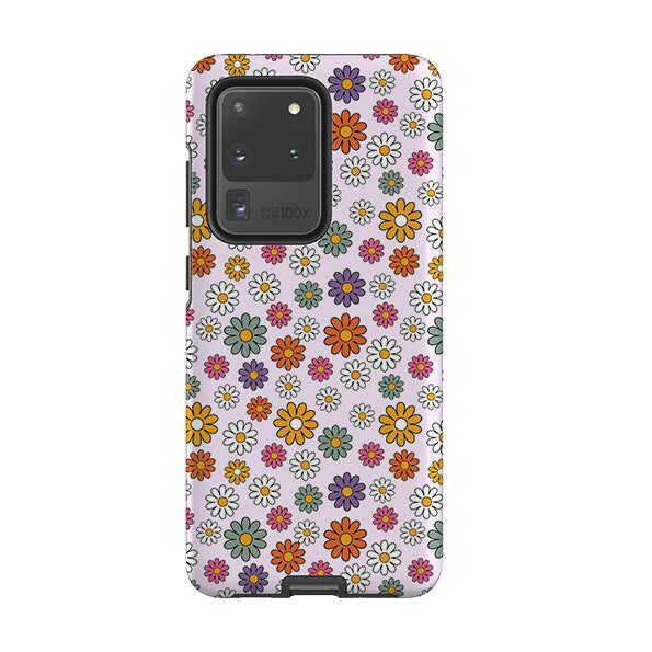 Samsung phone case-Mixed Daises-Product Details Raised bevel to protect screen from scratches. Impact resistant polycarbonate shell and shock absorbing inner TPU liner. Secure fit with design wrapping around side of the case and full access to ports. Compatible with Qi-standard wireless charging. Thickness 1/8 inch (3mm), weight 30g. Compatibility See drop down menu for options, please select the right case as we print to order.-Stringberry