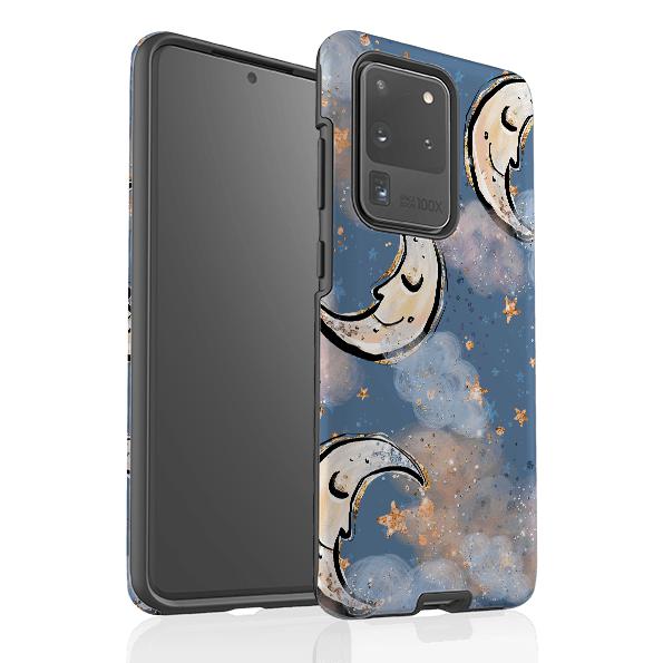 Samsung phone case-Moon And Stars-Product Details Raised bevel to protect screen from scratches. Impact resistant polycarbonate shell and shock absorbing inner TPU liner. Secure fit with design wrapping around side of the case and full access to ports. Compatible with Qi-standard wireless charging. Thickness 1/8 inch (3mm), weight 30g. Compatibility See drop down menu for options, please select the right case as we print to order.-Stringberry