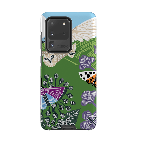 Samsung phone case-Morning Barn Owl By Kate Heiss-Product Details Raised bevel to protect screen from scratches. Impact resistant polycarbonate shell and shock absorbing inner TPU liner. Secure fit with design wrapping around side of the case and full access to ports. Compatible with Qi-standard wireless charging. Thickness 1/8 inch (3mm), weight 30g. Compatibility See drop down menu for options, please select the right case as we print to order.-Stringberry