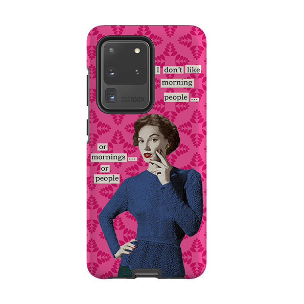 Samsung phone case-Morning Person By Clare Jordan-Product Details Raised bevel to protect screen from scratches. Impact resistant polycarbonate shell and shock absorbing inner TPU liner. Secure fit with design wrapping around side of the case and full access to ports. Compatible with Qi-standard wireless charging. Thickness 1/8 inch (3mm), weight 30g. Compatibility See drop down menu for options, please select the right case as we print to order.-Stringberry