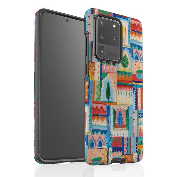 Samsung phone case-Moroccan Windows By Sarah Campbell-Product Details Raised bevel to protect screen from scratches. Impact resistant polycarbonate shell and shock absorbing inner TPU liner. Secure fit with design wrapping around side of the case and full access to ports. Compatible with Qi-standard wireless charging. Thickness 1/8 inch (3mm), weight 30g. Compatibility See drop down menu for options, please select the right case as we print to order.-Stringberry
