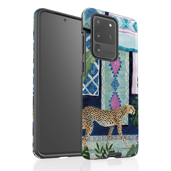 Samsung phone case-Morocco Cheetah By Bex Parkin-Product Details Raised bevel to protect screen from scratches. Impact resistant polycarbonate shell and shock absorbing inner TPU liner. Secure fit with design wrapping around side of the case and full access to ports. Compatible with Qi-standard wireless charging. Thickness 1/8 inch (3mm), weight 30g. Compatibility See drop down menu for options, please select the right case as we print to order.-Stringberry