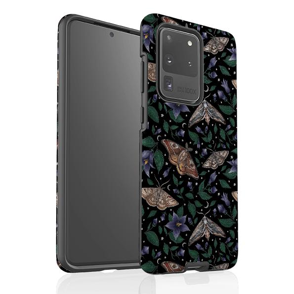Samsung phone case-Moths By Catherine Rowe-Product Details Raised bevel to protect screen from scratches. Impact resistant polycarbonate shell and shock absorbing inner TPU liner. Secure fit with design wrapping around side of the case and full access to ports. Compatible with Qi-standard wireless charging. Thickness 1/8 inch (3mm), weight 30g. Compatibility See drop down menu for options, please select the right case as we print to order.-Stringberry