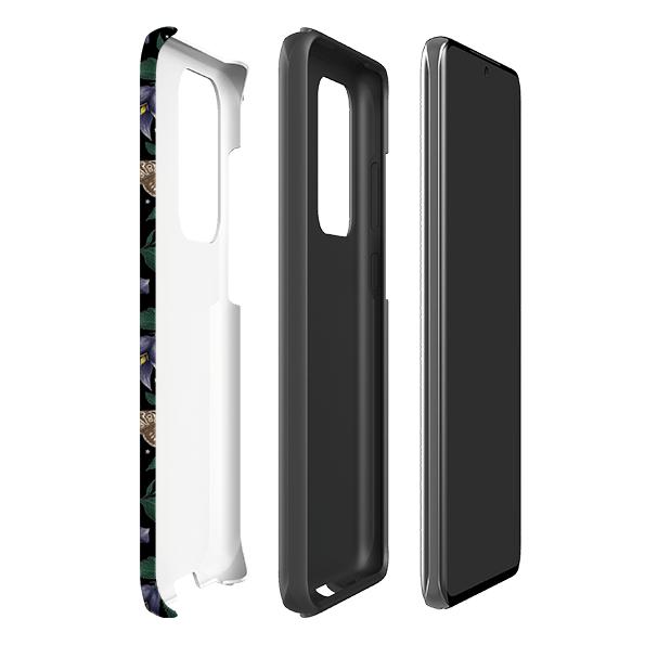 Samsung phone case-Moths By Catherine Rowe-Product Details Raised bevel to protect screen from scratches. Impact resistant polycarbonate shell and shock absorbing inner TPU liner. Secure fit with design wrapping around side of the case and full access to ports. Compatible with Qi-standard wireless charging. Thickness 1/8 inch (3mm), weight 30g. Compatibility See drop down menu for options, please select the right case as we print to order.-Stringberry