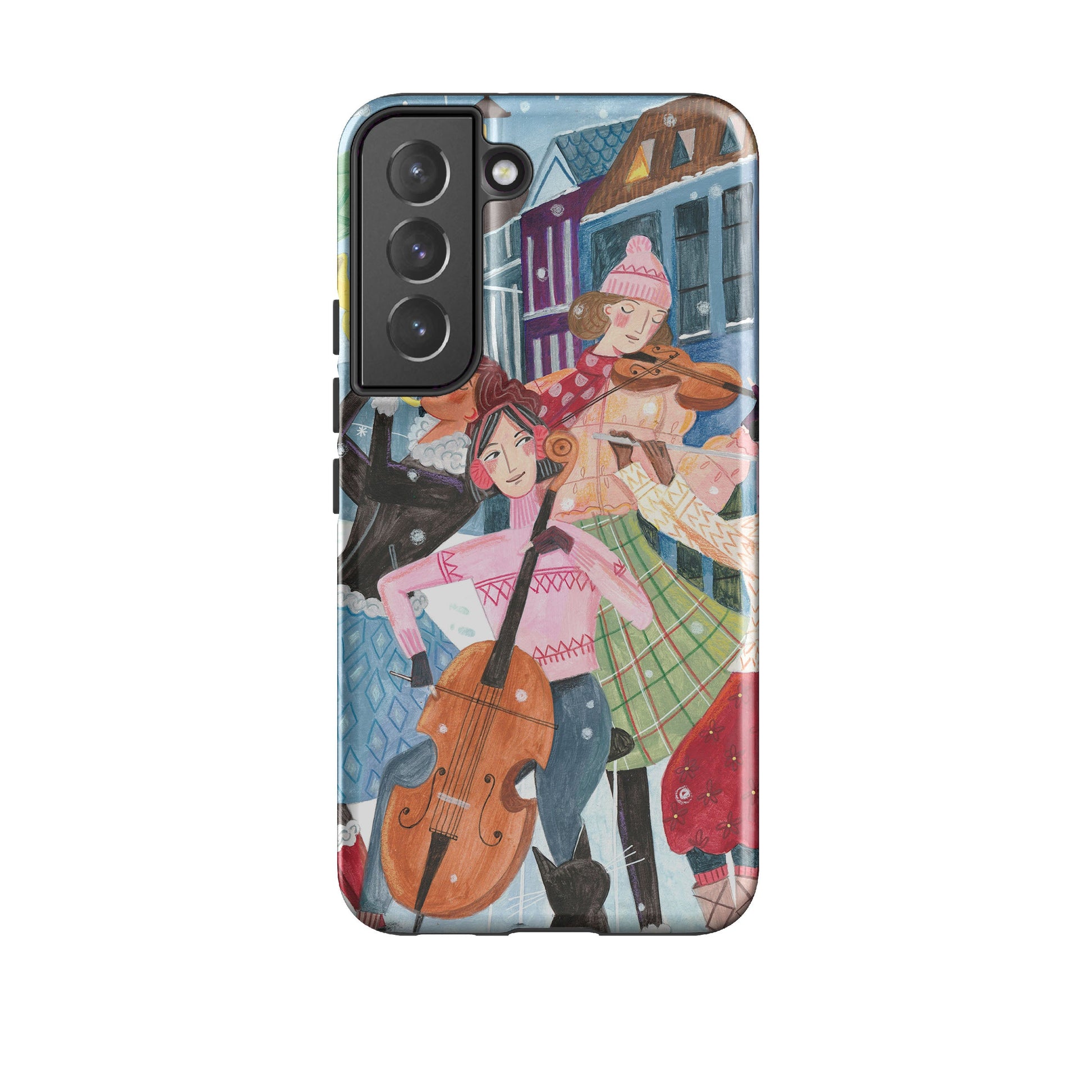 Samsung phone case-Musical Winter By Caroline Bonne Muller-Product Details Raised bevel to protect screen from scratches. Impact resistant polycarbonate shell and shock absorbing inner TPU liner. Secure fit with design wrapping around side of the case and full access to ports. Compatible with Qi-standard wireless charging. Thickness 1/8 inch (3mm), weight 30g. Compatibility See drop down menu for options, please select the right case as we print to order.-Stringberry