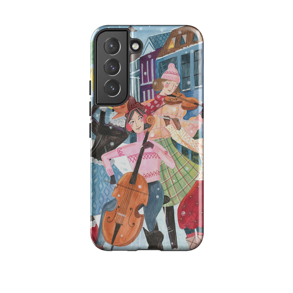 Samsung phone case-Musical Winter By Caroline Bonne Muller-Product Details Raised bevel to protect screen from scratches. Impact resistant polycarbonate shell and shock absorbing inner TPU liner. Secure fit with design wrapping around side of the case and full access to ports. Compatible with Qi-standard wireless charging. Thickness 1/8 inch (3mm), weight 30g. Compatibility See drop down menu for options, please select the right case as we print to order.-Stringberry