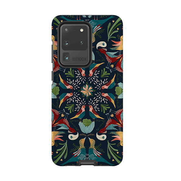 Samsung phone case-Navy Hanky By Katherine Quinn-Product Details Raised bevel to protect screen from scratches. Impact resistant polycarbonate shell and shock absorbing inner TPU liner. Secure fit with design wrapping around side of the case and full access to ports. Compatible with Qi-standard wireless charging. Thickness 1/8 inch (3mm), weight 30g. Compatibility See drop down menu for options, please select the right case as we print to order.-Stringberry