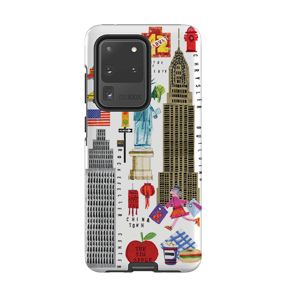 Samsung phone case-New York Icons By Tracey English-Product Details Raised bevel to protect screen from scratches. Impact resistant polycarbonate shell and shock absorbing inner TPU liner. Secure fit with design wrapping around side of the case and full access to ports. Compatible with Qi-standard wireless charging. Thickness 1/8 inch (3mm), weight 30g. Compatibility See drop down menu for options, please select the right case as we print to order.-Stringberry