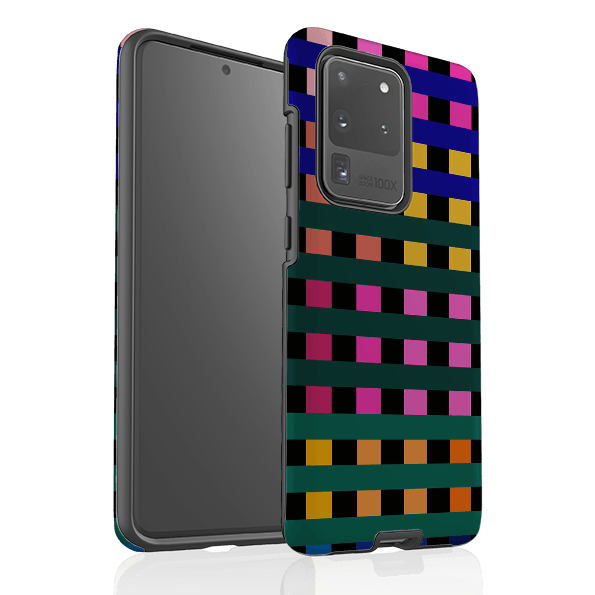 Samsung phone case-Newton Check By Kitty Joseph-Product Details Raised bevel to protect screen from scratches. Impact resistant polycarbonate shell and shock absorbing inner TPU liner. Secure fit with design wrapping around side of the case and full access to ports. Compatible with Qi-standard wireless charging. Thickness 1/8 inch (3mm), weight 30g. Compatibility See drop down menu for options, please select the right case as we print to order.-Stringberry