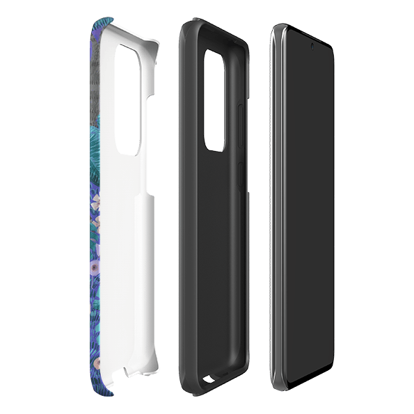Samsung phone case-Night Cats 2 By Mary Stubberfield-Product Details Raised bevel to protect screen from scratches. Impact resistant polycarbonate shell and shock absorbing inner TPU liner. Secure fit with design wrapping around side of the case and full access to ports. Compatible with Qi-standard wireless charging. Thickness 1/8 inch (3mm), weight 30g. Compatibility See drop down menu for options, please select the right case as we print to order.-Stringberry