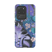 Samsung phone case-Night Cats 2 By Mary Stubberfield-Product Details Raised bevel to protect screen from scratches. Impact resistant polycarbonate shell and shock absorbing inner TPU liner. Secure fit with design wrapping around side of the case and full access to ports. Compatible with Qi-standard wireless charging. Thickness 1/8 inch (3mm), weight 30g. Compatibility See drop down menu for options, please select the right case as we print to order.-Stringberry