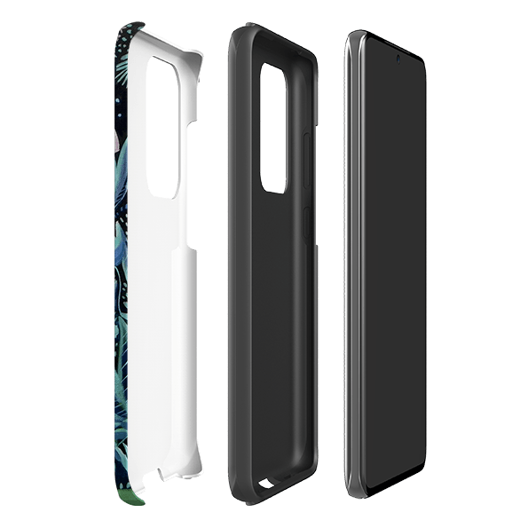 Samsung phone case-Night Cats By Mary Stubberfield-Product Details Raised bevel to protect screen from scratches. Impact resistant polycarbonate shell and shock absorbing inner TPU liner. Secure fit with design wrapping around side of the case and full access to ports. Compatible with Qi-standard wireless charging. Thickness 1/8 inch (3mm), weight 30g. Compatibility See drop down menu for options, please select the right case as we print to order.-Stringberry