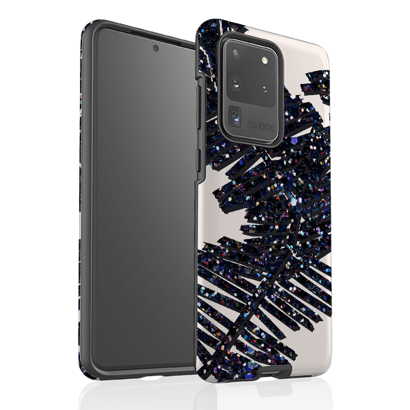 Samsung phone case-Night Palm By Kitty Joseph-Product Details Raised bevel to protect screen from scratches. Impact resistant polycarbonate shell and shock absorbing inner TPU liner. Secure fit with design wrapping around side of the case and full access to ports. Compatible with Qi-standard wireless charging. Thickness 1/8 inch (3mm), weight 30g. Compatibility See drop down menu for options, please select the right case as we print to order.-Stringberry