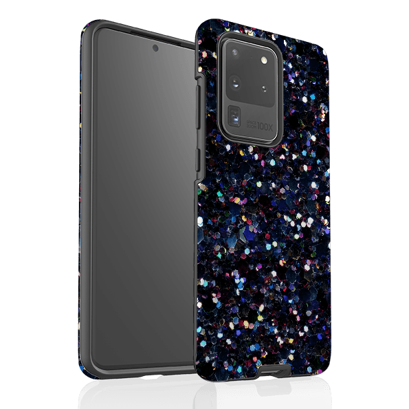 Samsung phone case-Night Sky By Kitty Joseph (case does not glitter)-Product Details Raised bevel to protect screen from scratches. Impact resistant polycarbonate shell and shock absorbing inner TPU liner. Secure fit with design wrapping around side of the case and full access to ports. Compatible with Qi-standard wireless charging. Thickness 1/8 inch (3mm), weight 30g. Compatibility See drop down menu for options, please select the right case as we print to order.-Stringberry