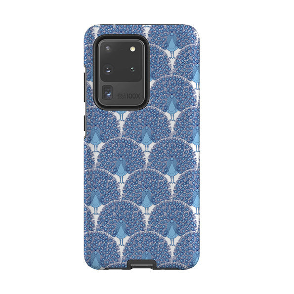 Samsung phone case-Peacock Blue By Natalie Pedetti Prack-Product Details Raised bevel to protect screen from scratches. Impact resistant polycarbonate shell and shock absorbing inner TPU liner. Secure fit with design wrapping around side of the case and full access to ports. Compatible with Qi-standard wireless charging. Thickness 1/8 inch (3mm), weight 30g. Compatibility See drop down menu for options, please select the right case as we print to order.-Stringberry