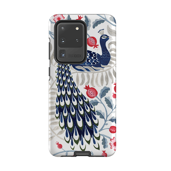 Samsung phone case-Peacock By Bex Parkin-Product Details Raised bevel to protect screen from scratches. Impact resistant polycarbonate shell and shock absorbing inner TPU liner. Secure fit with design wrapping around side of the case and full access to ports. Compatible with Qi-standard wireless charging. Thickness 1/8 inch (3mm), weight 30g. Compatibility See drop down menu for options, please select the right case as we print to order.-Stringberry