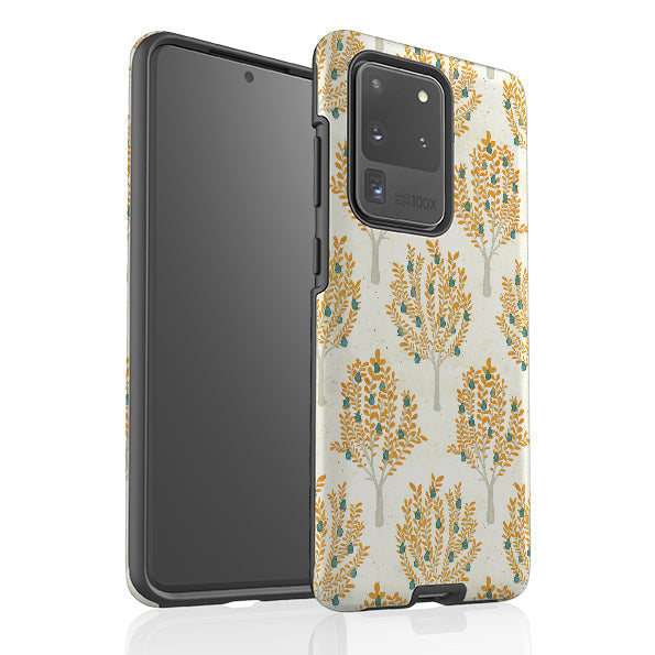 Samsung phone case-Pear Trees Cream By Katherine Quinn-Product Details Raised bevel to protect screen from scratches. Impact resistant polycarbonate shell and shock absorbing inner TPU liner. Secure fit with design wrapping around side of the case and full access to ports. Compatible with Qi-standard wireless charging. Thickness 1/8 inch (3mm), weight 30g. Compatibility See drop down menu for options, please select the right case as we print to order.-Stringberry