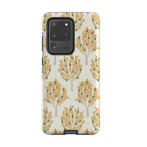 Samsung phone case-Pear Trees Cream By Katherine Quinn-Product Details Raised bevel to protect screen from scratches. Impact resistant polycarbonate shell and shock absorbing inner TPU liner. Secure fit with design wrapping around side of the case and full access to ports. Compatible with Qi-standard wireless charging. Thickness 1/8 inch (3mm), weight 30g. Compatibility See drop down menu for options, please select the right case as we print to order.-Stringberry