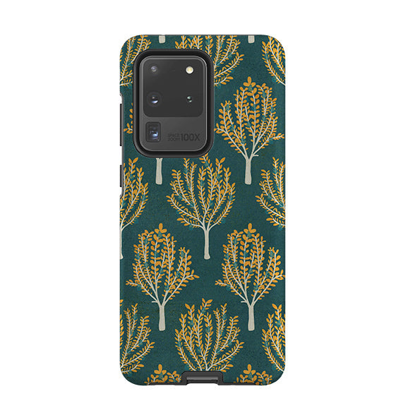 Samsung phone case-Pear Trees Teal By Katherine Quinn-Product Details Raised bevel to protect screen from scratches. Impact resistant polycarbonate shell and shock absorbing inner TPU liner. Secure fit with design wrapping around side of the case and full access to ports. Compatible with Qi-standard wireless charging. Thickness 1/8 inch (3mm), weight 30g. Compatibility See drop down menu for options, please select the right case as we print to order.-Stringberry