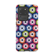 Samsung phone case-Penny Flowers Dark By Ali Brookes-Product Details Raised bevel to protect screen from scratches. Impact resistant polycarbonate shell and shock absorbing inner TPU liner. Secure fit with design wrapping around side of the case and full access to ports. Compatible with Qi-standard wireless charging. Thickness 1/8 inch (3mm), weight 30g. Compatibility See drop down menu for options, please select the right case as we print to order.-Stringberry
