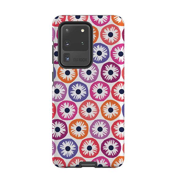 Samsung phone case-Penny Flowers Light By Ali Brookes-Product Details Raised bevel to protect screen from scratches. Impact resistant polycarbonate shell and shock absorbing inner TPU liner. Secure fit with design wrapping around side of the case and full access to ports. Compatible with Qi-standard wireless charging. Thickness 1/8 inch (3mm), weight 30g. Compatibility See drop down menu for options, please select the right case as we print to order.-Stringberry