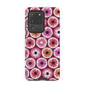 Samsung phone case-Penny Flowers Red By Ali Brookes-Product Details Raised bevel to protect screen from scratches. Impact resistant polycarbonate shell and shock absorbing inner TPU liner. Secure fit with design wrapping around side of the case and full access to ports. Compatible with Qi-standard wireless charging. Thickness 1/8 inch (3mm), weight 30g. Compatibility See drop down menu for options, please select the right case as we print to order.-Stringberry