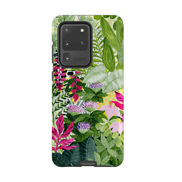 Samsung phone case-Pink Botanical By Bex Parkin-Product Details Raised bevel to protect screen from scratches. Impact resistant polycarbonate shell and shock absorbing inner TPU liner. Secure fit with design wrapping around side of the case and full access to ports. Compatible with Qi-standard wireless charging. Thickness 1/8 inch (3mm), weight 30g. Compatibility See drop down menu for options, please select the right case as we print to order.-Stringberry