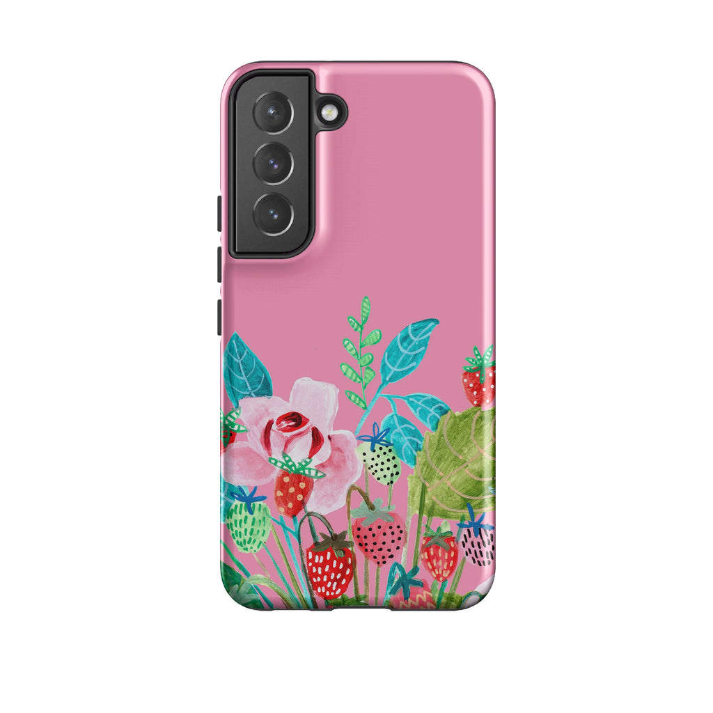 Samsung phone case-Pink Colour Floral By Caroline Bonne Muller-Product Details Raised bevel to protect screen from scratches. Impact resistant polycarbonate shell and shock absorbing inner TPU liner. Secure fit with design wrapping around side of the case and full access to ports. Compatible with Qi-standard wireless charging. Thickness 1/8 inch (3mm), weight 30g. Compatibility See drop down menu for options, please select the right case as we print to order.-Stringberry