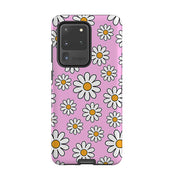 Samsung phone case-Pink Daises-Product Details Raised bevel to protect screen from scratches. Impact resistant polycarbonate shell and shock absorbing inner TPU liner. Secure fit with design wrapping around side of the case and full access to ports. Compatible with Qi-standard wireless charging. Thickness 1/8 inch (3mm), weight 30g. Compatibility See drop down menu for options, please select the right case as we print to order.-Stringberry