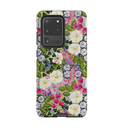 Samsung phone case-Pink Flowers By Bex Parkin-Product Details Raised bevel to protect screen from scratches. Impact resistant polycarbonate shell and shock absorbing inner TPU liner. Secure fit with design wrapping around side of the case and full access to ports. Compatible with Qi-standard wireless charging. Thickness 1/8 inch (3mm), weight 30g. Compatibility See drop down menu for options, please select the right case as we print to order.-Stringberry