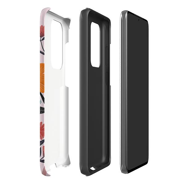 Samsung phone case-Pink Horse Floral By Lee Foster Wilson-Product Details Raised bevel to protect screen from scratches. Impact resistant polycarbonate shell and shock absorbing inner TPU liner. Secure fit with design wrapping around side of the case and full access to ports. Compatible with Qi-standard wireless charging. Thickness 1/8 inch (3mm), weight 30g. Compatibility See drop down menu for options, please select the right case as we print to order.-Stringberry