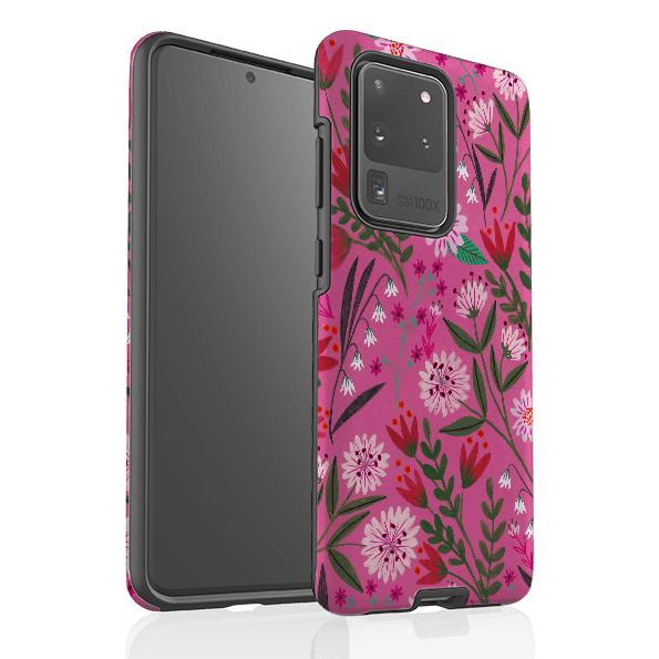 Samsung phone case-Pink Sunset By Lee Foster Wilson-Product Details Raised bevel to protect screen from scratches. Impact resistant polycarbonate shell and shock absorbing inner TPU liner. Secure fit with design wrapping around side of the case and full access to ports. Compatible with Qi-standard wireless charging. Thickness 1/8 inch (3mm), weight 30g. Compatibility See drop down menu for options, please select the right case as we print to order.-Stringberry