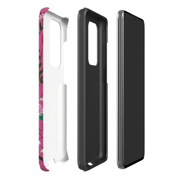 Samsung phone case-Pink Sunset By Lee Foster Wilson-Product Details Raised bevel to protect screen from scratches. Impact resistant polycarbonate shell and shock absorbing inner TPU liner. Secure fit with design wrapping around side of the case and full access to ports. Compatible with Qi-standard wireless charging. Thickness 1/8 inch (3mm), weight 30g. Compatibility See drop down menu for options, please select the right case as we print to order.-Stringberry