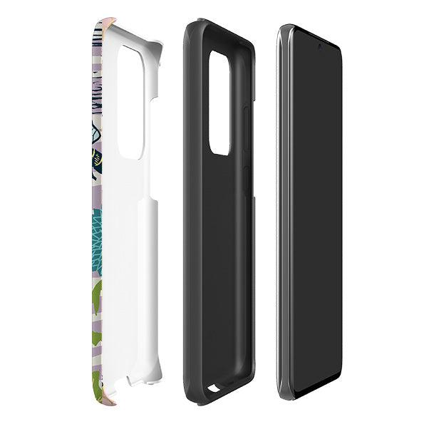 Samsung phone case-Pollinating Bees By Kate Heiss-Product Details Raised bevel to protect screen from scratches. Impact resistant polycarbonate shell and shock absorbing inner TPU liner. Secure fit with design wrapping around side of the case and full access to ports. Compatible with Qi-standard wireless charging. Thickness 1/8 inch (3mm), weight 30g. Compatibility See drop down menu for options, please select the right case as we print to order.-Stringberry