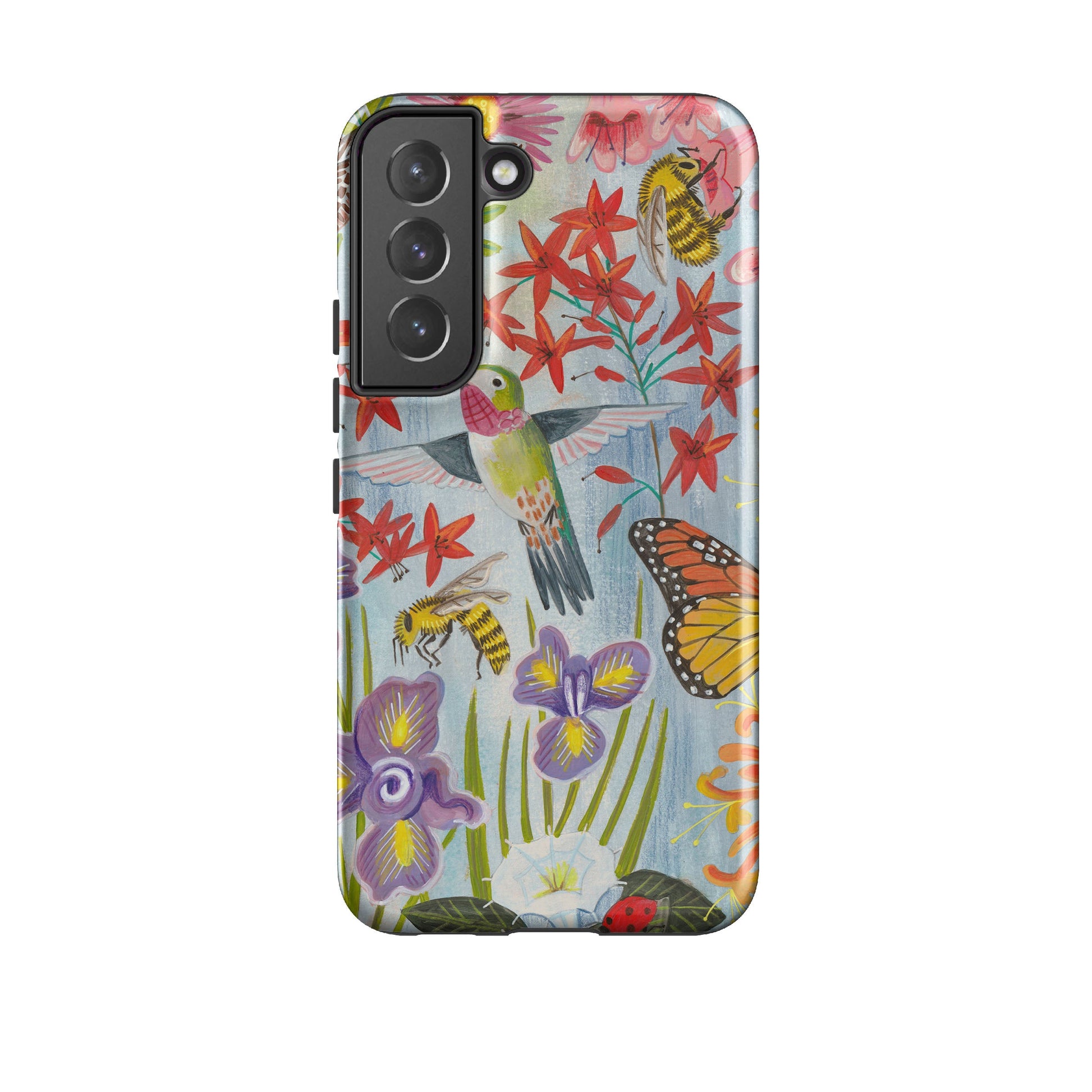Samsung phone case-Pollinator By Caroline Bonne Muller-Product Details Raised bevel to protect screen from scratches. Impact resistant polycarbonate shell and shock absorbing inner TPU liner. Secure fit with design wrapping around side of the case and full access to ports. Compatible with Qi-standard wireless charging. Thickness 1/8 inch (3mm), weight 30g. Compatibility See drop down menu for options, please select the right case as we print to order.-Stringberry
