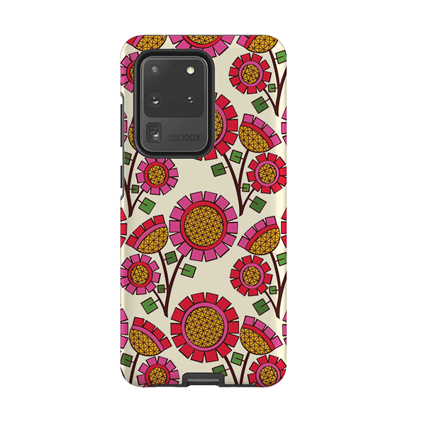 Samsung phone case-Pop Flower By Amelia Bowman-Product Details Raised bevel to protect screen from scratches. Impact resistant polycarbonate shell and shock absorbing inner TPU liner. Secure fit with design wrapping around side of the case and full access to ports. Compatible with Qi-standard wireless charging. Thickness 1/8 inch (3mm), weight 30g. Compatibility See drop down menu for options, please select the right case as we print to order.-Stringberry