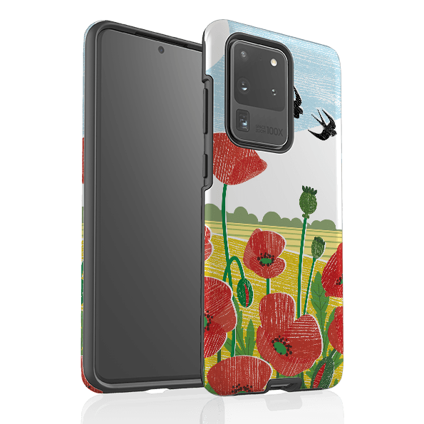 Samsung phone case-Poppy Fields By Liane Payne-Product Details Raised bevel to protect screen from scratches. Impact resistant polycarbonate shell and shock absorbing inner TPU liner. Secure fit with design wrapping around side of the case and full access to ports. Compatible with Qi-standard wireless charging. Thickness 1/8 inch (3mm), weight 30g. Compatibility See drop down menu for options, please select the right case as we print to order.-Stringberry
