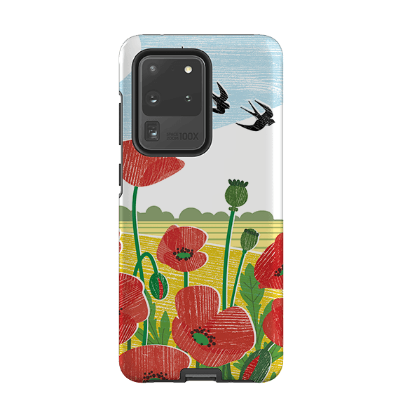 Samsung phone case-Poppy Fields By Liane Payne-Product Details Raised bevel to protect screen from scratches. Impact resistant polycarbonate shell and shock absorbing inner TPU liner. Secure fit with design wrapping around side of the case and full access to ports. Compatible with Qi-standard wireless charging. Thickness 1/8 inch (3mm), weight 30g. Compatibility See drop down menu for options, please select the right case as we print to order.-Stringberry