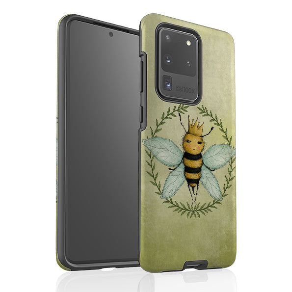 Samsung phone case-Queen Bee By Maja Lindberg-Product Details Raised bevel to protect screen from scratches. Impact resistant polycarbonate shell and shock absorbing inner TPU liner. Secure fit with design wrapping around side of the case and full access to ports. Compatible with Qi-standard wireless charging. Thickness 1/8 inch (3mm), weight 30g. Compatibility See drop down menu for options, please select the right case as we print to order.-Stringberry