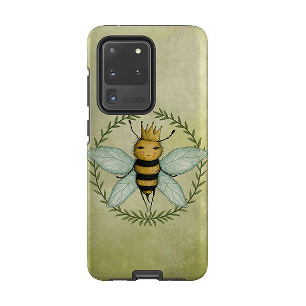 Samsung phone case-Queen Bee By Maja Lindberg-Product Details Raised bevel to protect screen from scratches. Impact resistant polycarbonate shell and shock absorbing inner TPU liner. Secure fit with design wrapping around side of the case and full access to ports. Compatible with Qi-standard wireless charging. Thickness 1/8 inch (3mm), weight 30g. Compatibility See drop down menu for options, please select the right case as we print to order.-Stringberry