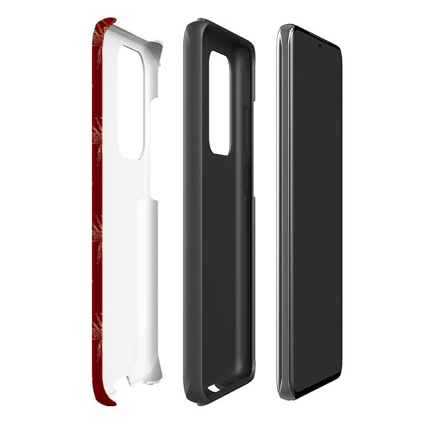Samsung phone case-Red Bees-Product Details Raised bevel to protect screen from scratches. Impact resistant polycarbonate shell and shock absorbing inner TPU liner. Secure fit with design wrapping around side of the case and full access to ports. Compatible with Qi-standard wireless charging. Thickness 1/8 inch (3mm), weight 30g. Compatibility See drop down menu for options, please select the right case as we print to order.-Stringberry