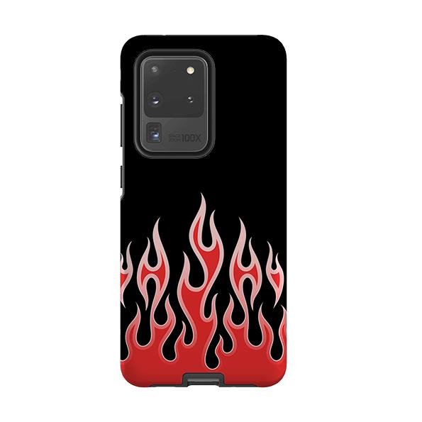 Samsung phone case-Red Flames-Product Details Raised bevel to protect screen from scratches. Impact resistant polycarbonate shell and shock absorbing inner TPU liner. Secure fit with design wrapping around side of the case and full access to ports. Compatible with Qi-standard wireless charging. Thickness 1/8 inch (3mm), weight 30g. Compatibility See drop down menu for options, please select the right case as we print to order.-Stringberry